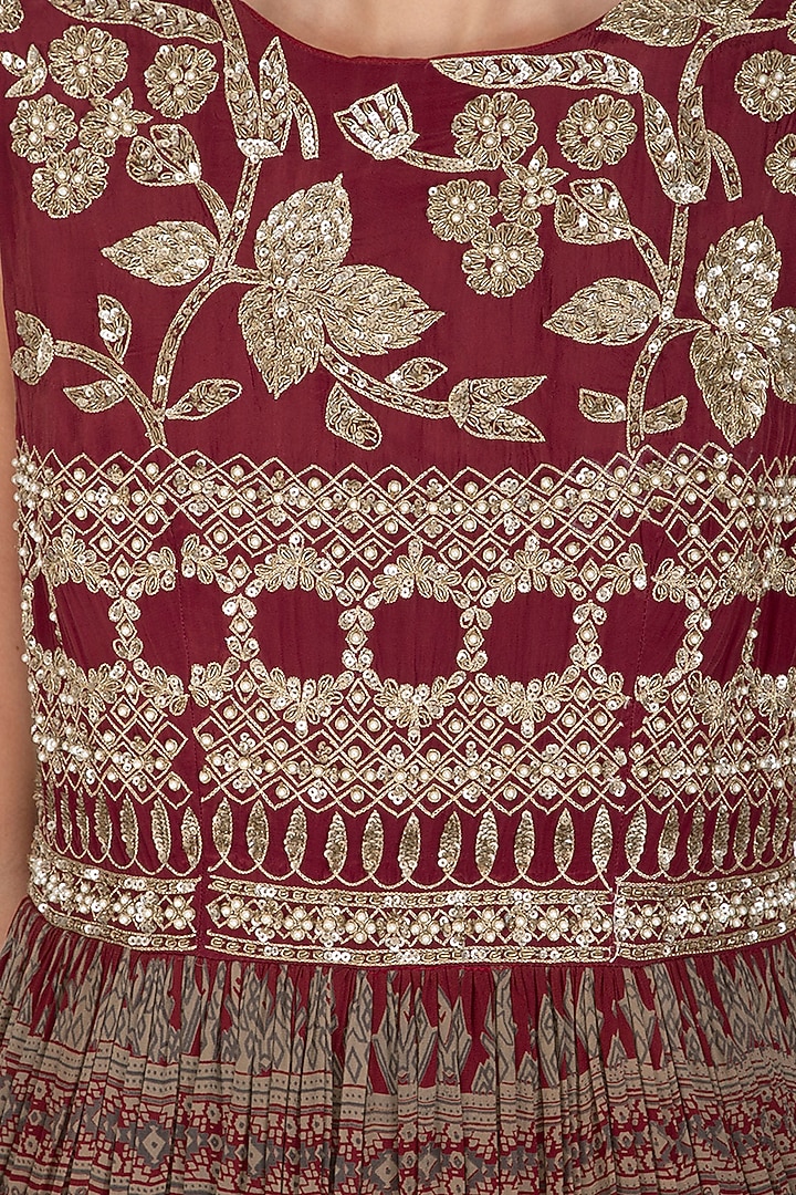 Red Embroidered & Printed Wedding Anarkali by Bhumika Sharma at Pernia's Pop Up Shop