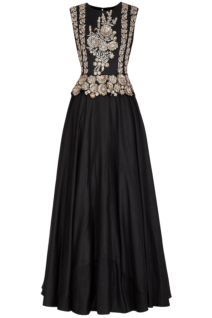 Black Embroidered Peplum Gown Design by Bhumika Sharma at Pernia's Pop ...