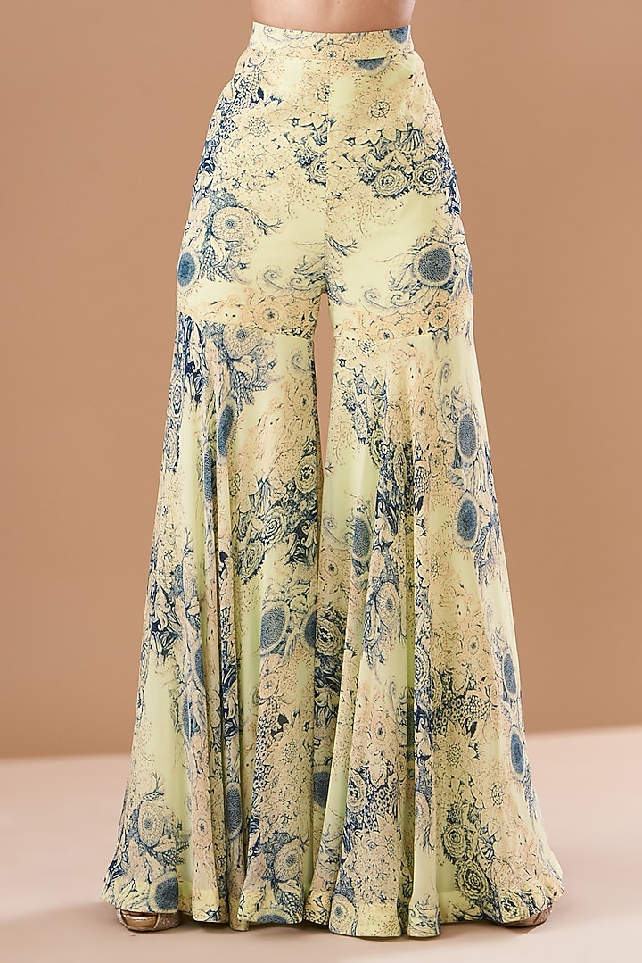 Mint & Blue Georgette Printed Gharara Set by Bhumika Sharma at Pernia's Pop Up Shop