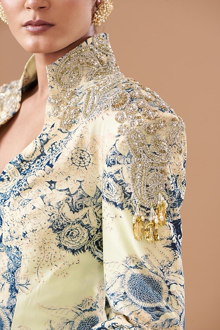 Mint & Blue Georgette Printed Gharara Set by Bhumika Sharma at Pernia's Pop Up Shop