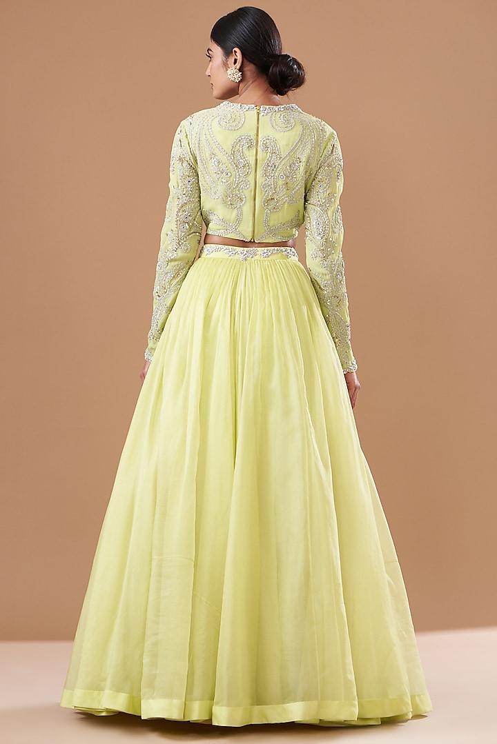 Mint Organza & Net Bridal Lehenga Set by Bhumika Sharma at Pernia's Pop Up Shop