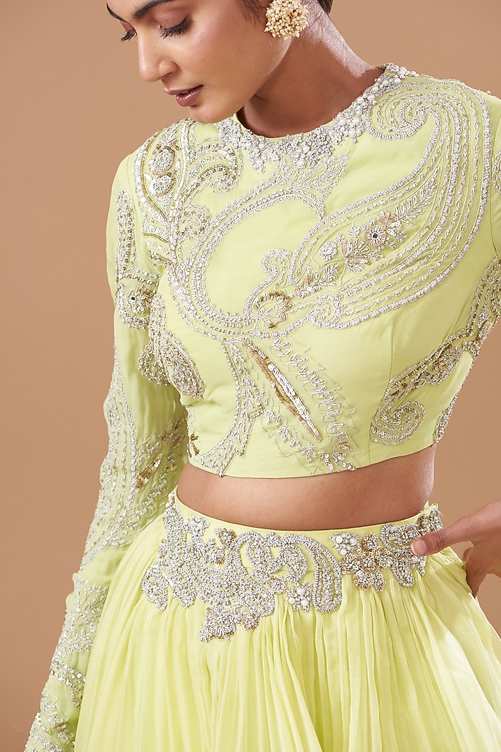Mint Organza & Net Bridal Lehenga Set by Bhumika Sharma at Pernia's Pop Up Shop