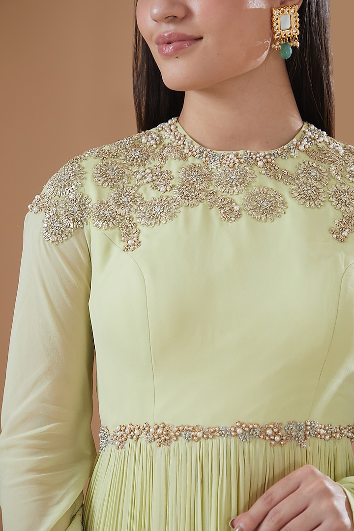 Mint & Blue Georgette Wedding Sharara Set by Bhumika Sharma at Pernia's Pop Up Shop
