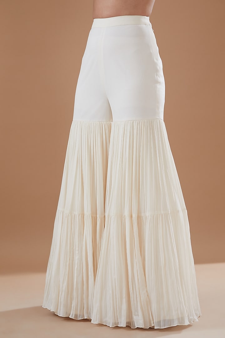 Ivory Georgette Wedding Sharara Set by Bhumika Sharma at Pernia's Pop Up Shop