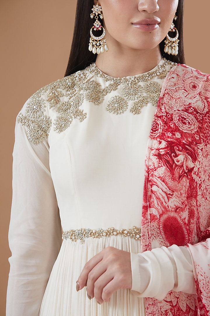 Ivory Georgette Wedding Sharara Set by Bhumika Sharma at Pernia's Pop Up Shop