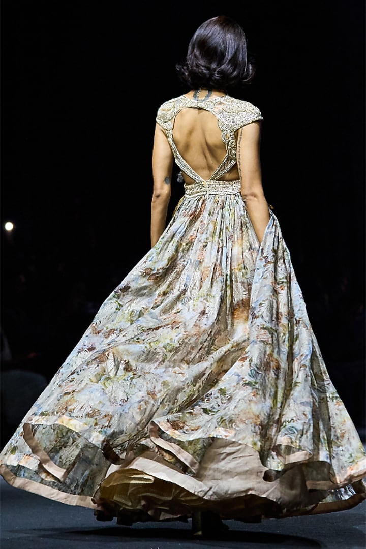 Nude Organza Embroidered Bridal Anarkali by Bhumika Sharma at Pernia's Pop Up Shop