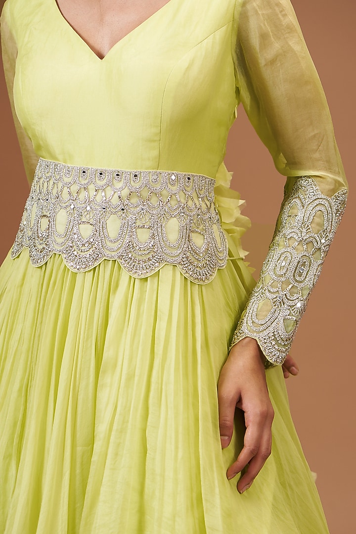 Mint Georgette & Organza Wedding Anarkali Set by Bhumika Sharma at Pernia's Pop Up Shop