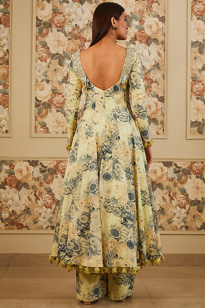 Mint & Blue Georgette Printed Wedding Anarkali Set by Bhumika Sharma at Pernia's Pop Up Shop