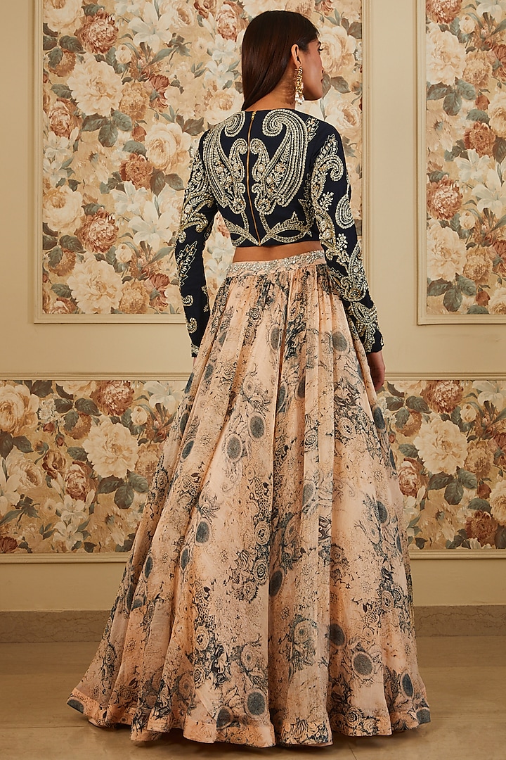 Beige Organza Printed Bridal Lehenga Set by Bhumika Sharma at Pernia's Pop Up Shop