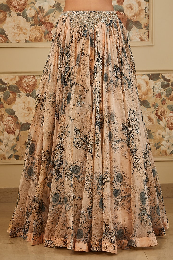Beige Organza Printed Bridal Lehenga Set by Bhumika Sharma at Pernia's Pop Up Shop