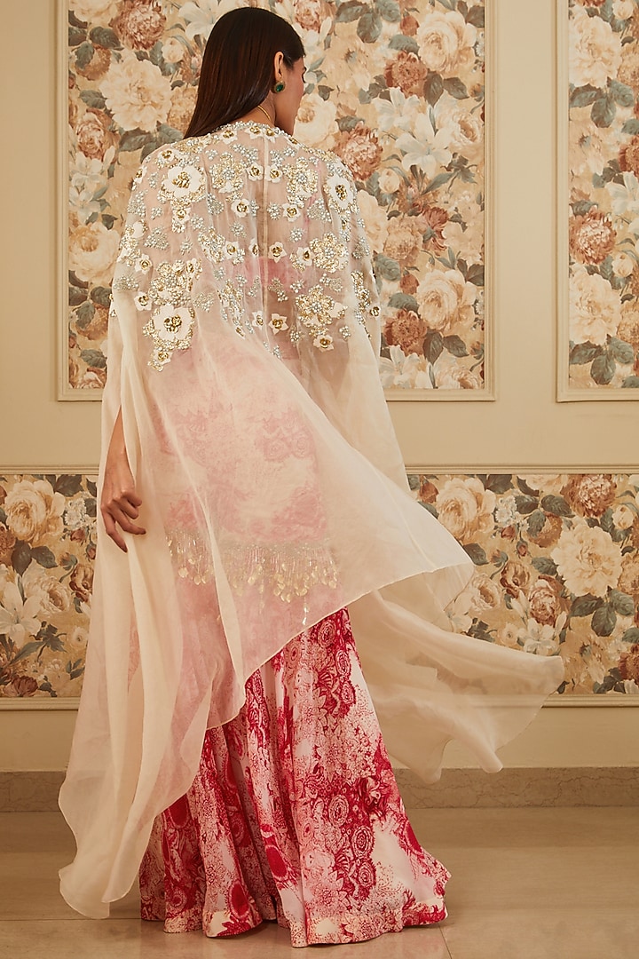 Red Georgette Printed Bridal Sharara Set by Bhumika Sharma at Pernia's Pop Up Shop