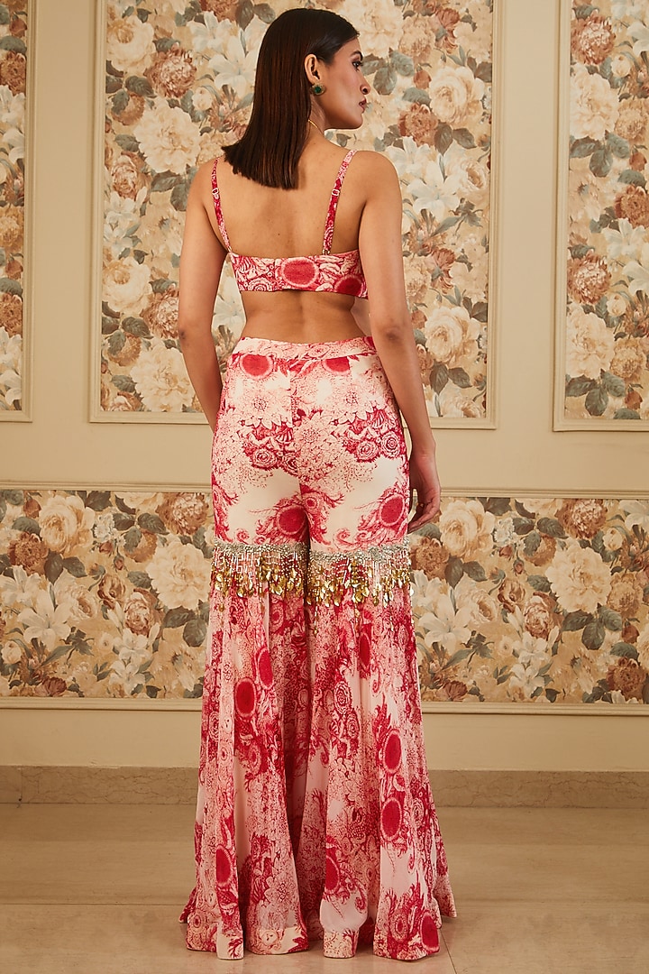 Red Georgette Printed Bridal Sharara Set by Bhumika Sharma at Pernia's Pop Up Shop