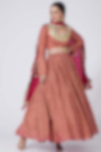 Rani Pink Printed Anarkali Set by Bhumika Sharma