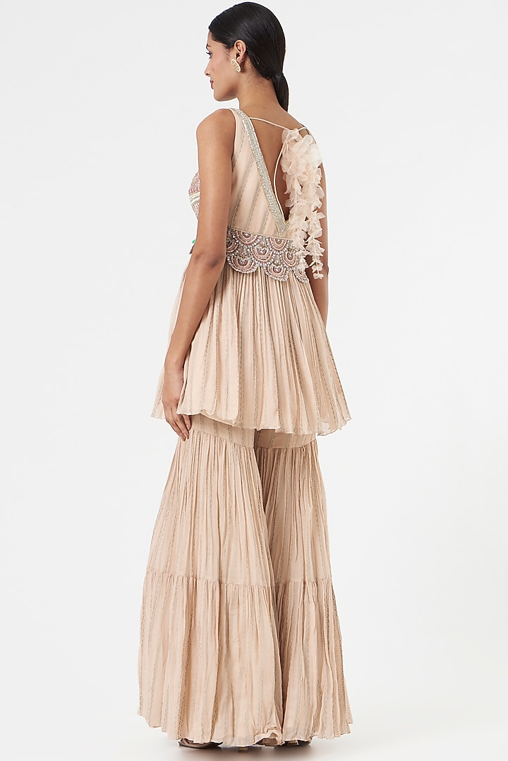 Champagne Georgette Gharara Set by Bhumika Sharma at Pernia's Pop Up Shop