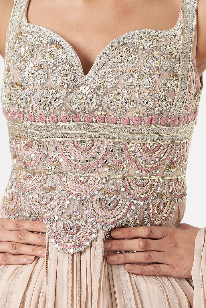 Champagne Georgette Gharara Set by Bhumika Sharma at Pernia's Pop Up Shop