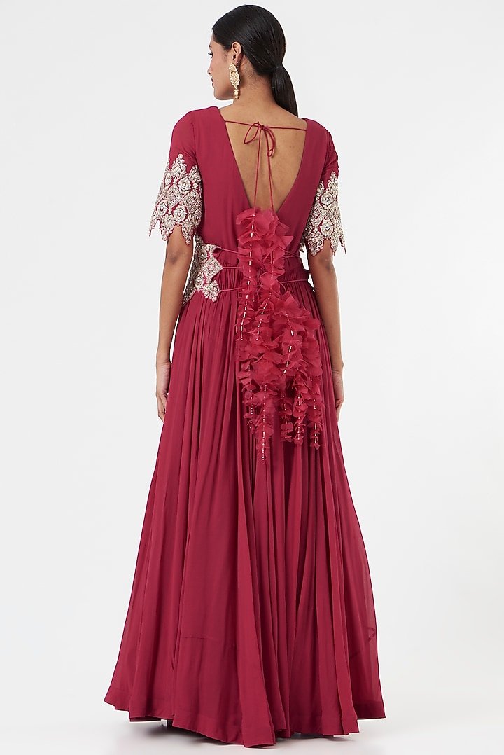 Red Hand Embroidered Bridal Anarkali by Bhumika Sharma at Pernia's Pop Up Shop
