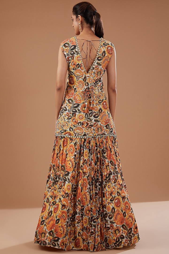 Yellow Georgette Floral Printed Wedding Sharara Set by Bhumika Sharma at Pernia's Pop Up Shop