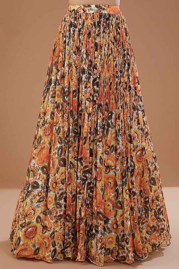 Yellow Georgette Floral Printed Wedding Sharara Set by Bhumika Sharma at Pernia's Pop Up Shop