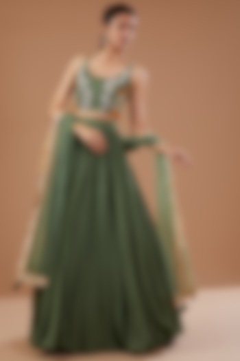 Green Silk Wedding Lehenga Set by Bhumika Sharma at Pernia's Pop Up Shop