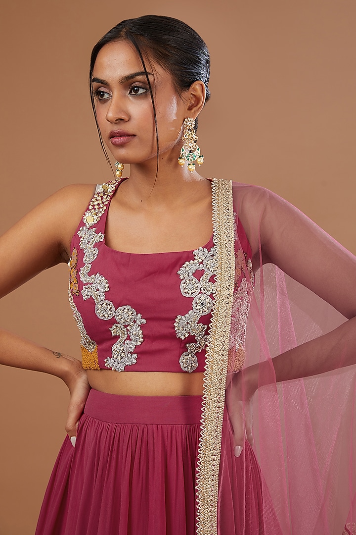 Pink Blend Silk Wedding Lehenga Set by Bhumika Sharma at Pernia's Pop Up Shop