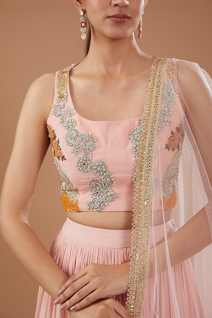 Blush Pink Silk Wedding Lehenga Set by Bhumika Sharma at Pernia's Pop Up Shop
