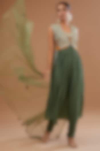 Green Silk Kurta Set by Bhumika Sharma at Pernia's Pop Up Shop