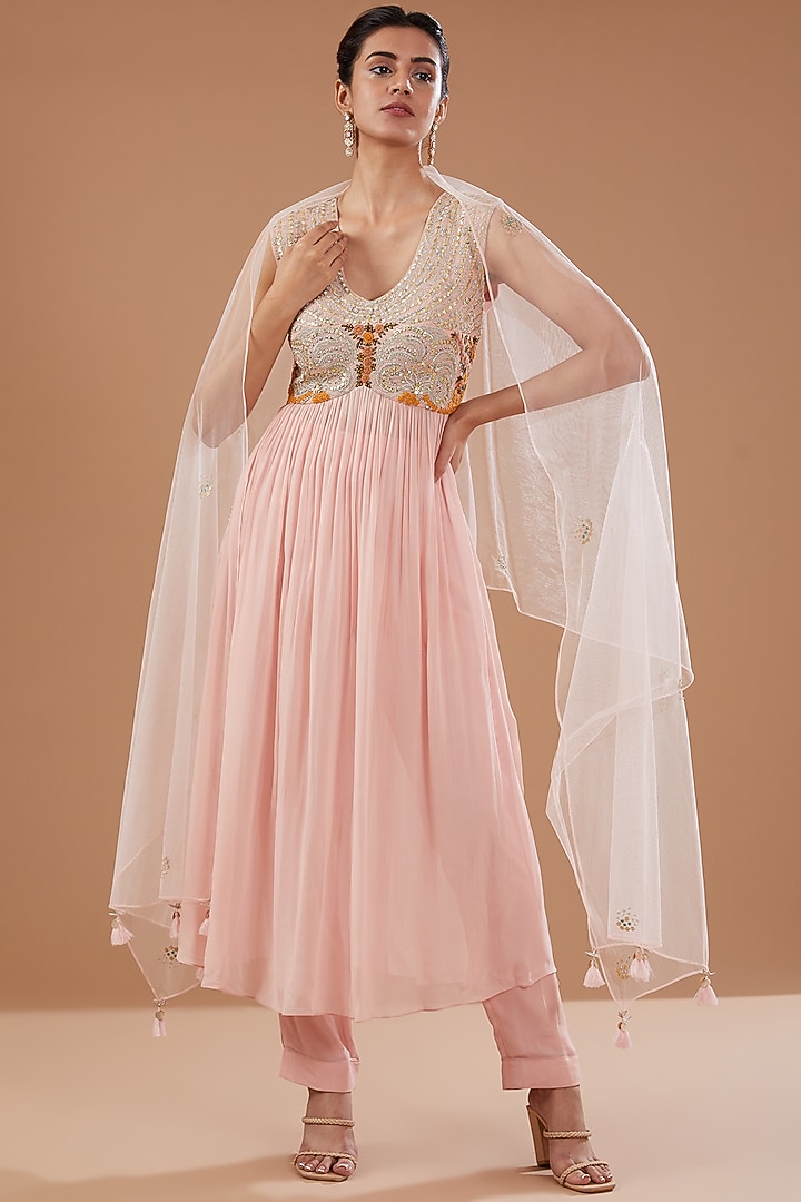 Blush Pink Silk Kurta Set by Bhumika Sharma at Pernia's Pop Up Shop