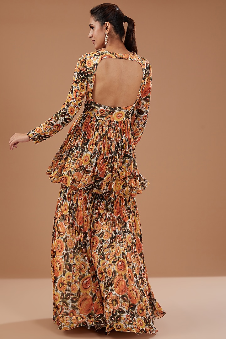Yellow Georgette Butta Printed Wedding Sharara Set by Bhumika Sharma at Pernia's Pop Up Shop