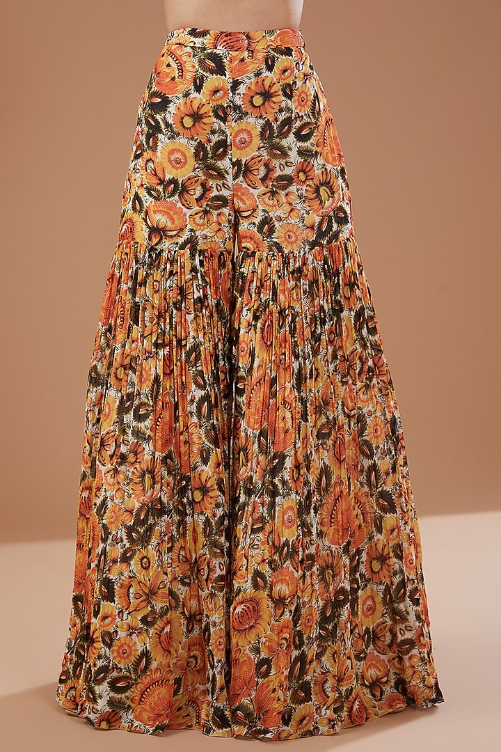 Yellow Georgette Butta Printed Wedding Sharara Set by Bhumika Sharma at Pernia's Pop Up Shop
