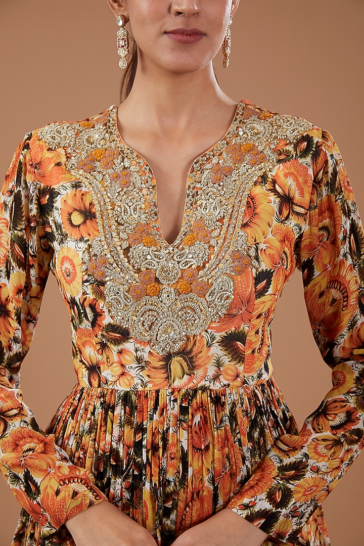 Yellow Georgette Butta Printed Wedding Sharara Set by Bhumika Sharma at Pernia's Pop Up Shop