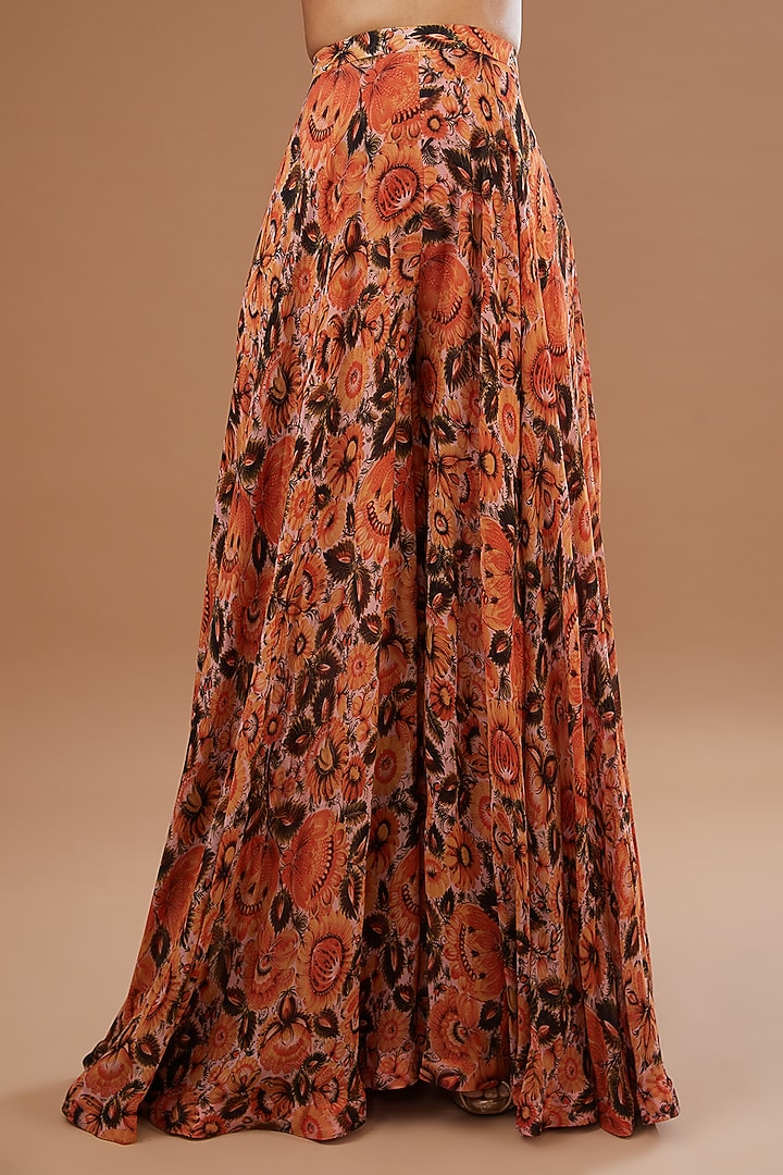 Orange Blend Silk Floral Printed Wedding Sharara Set by Bhumika Sharma at Pernia's Pop Up Shop