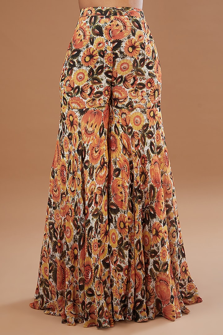 Haldi Yellow Georgette Floral Printed Wedding Sharara Set by Bhumika Sharma at Pernia's Pop Up Shop