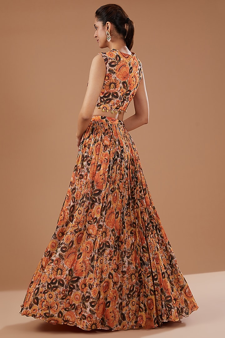 Yellow Blend Silk Floral Printed Wedding Lehenga Set by Bhumika Sharma at Pernia's Pop Up Shop