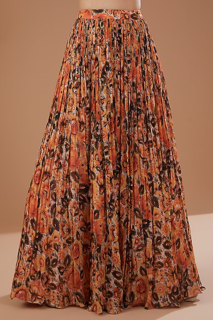 Yellow Blend Silk Floral Printed Wedding Lehenga Set by Bhumika Sharma at Pernia's Pop Up Shop