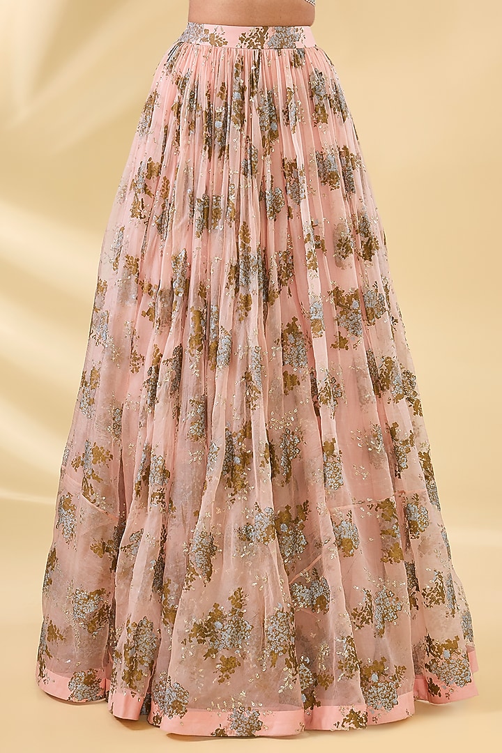 Blush Pink Organza & Net Printed Bridal Lehenga Set by Bhumika Sharma at Pernia's Pop Up Shop
