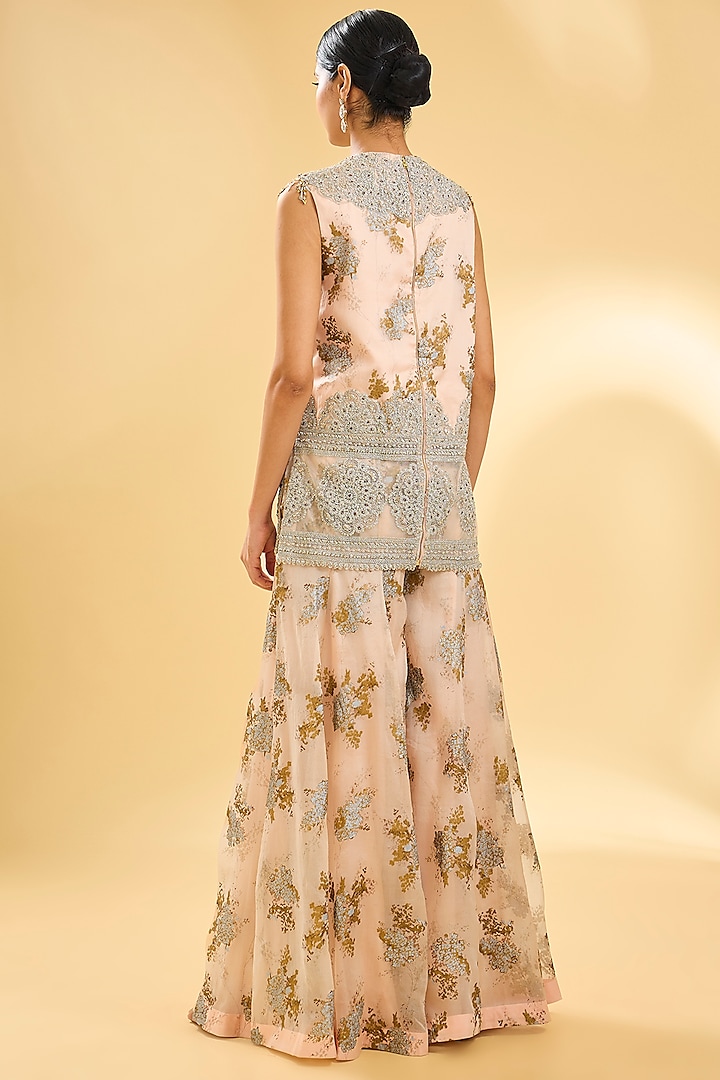 Champagne Net & Organza Bridal Sharara Set by Bhumika Sharma at Pernia's Pop Up Shop