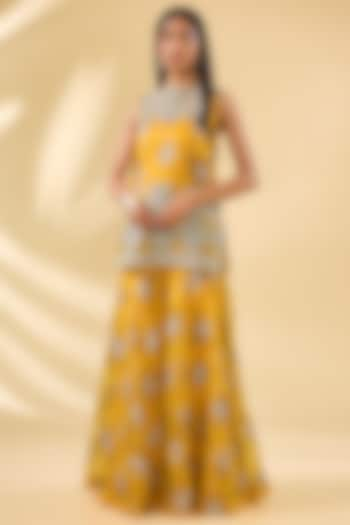 Haldi Yellow Organza & Net Printed Sharara Set by Bhumika Sharma at Pernia's Pop Up Shop