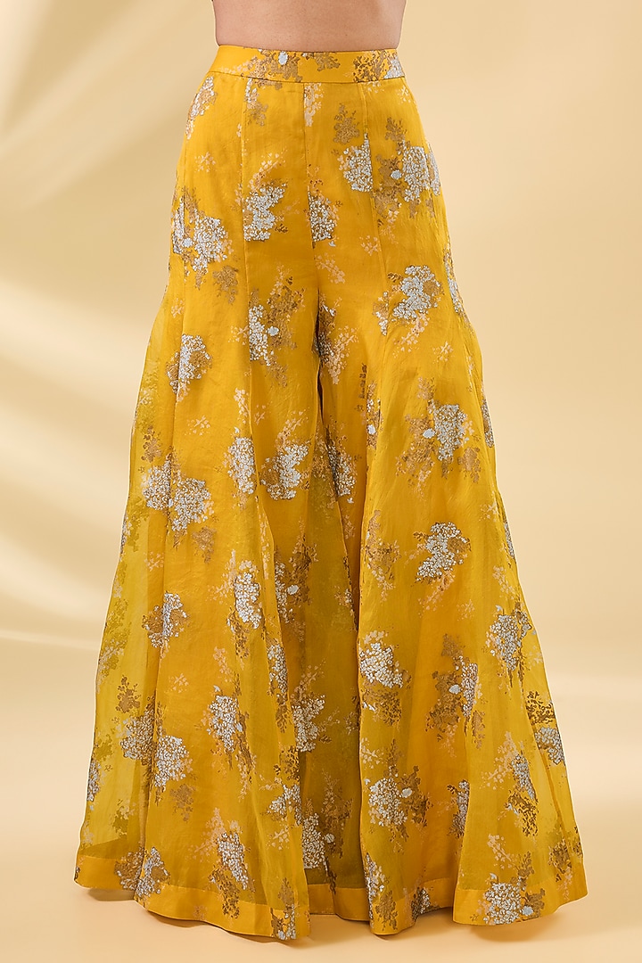 Haldi Yellow Organza & Net Printed Bridal Sharara Set by Bhumika Sharma at Pernia's Pop Up Shop