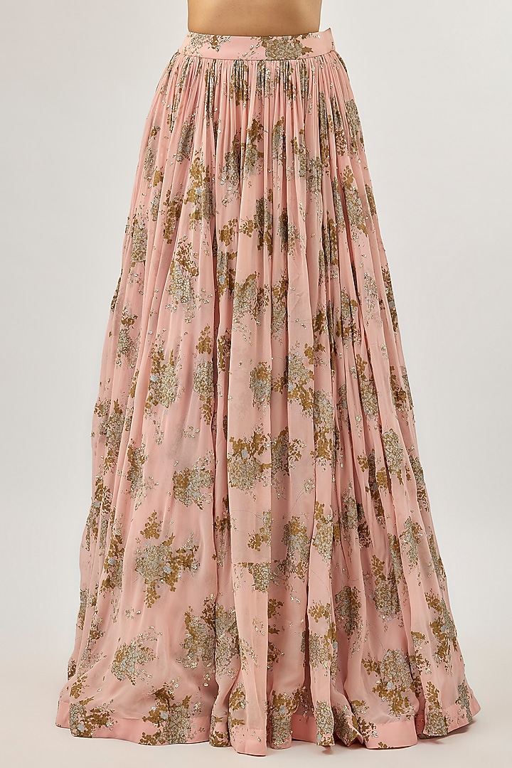 Blush Pink Organza Embroidered Cape Set by Bhumika Sharma at Pernia's Pop Up Shop