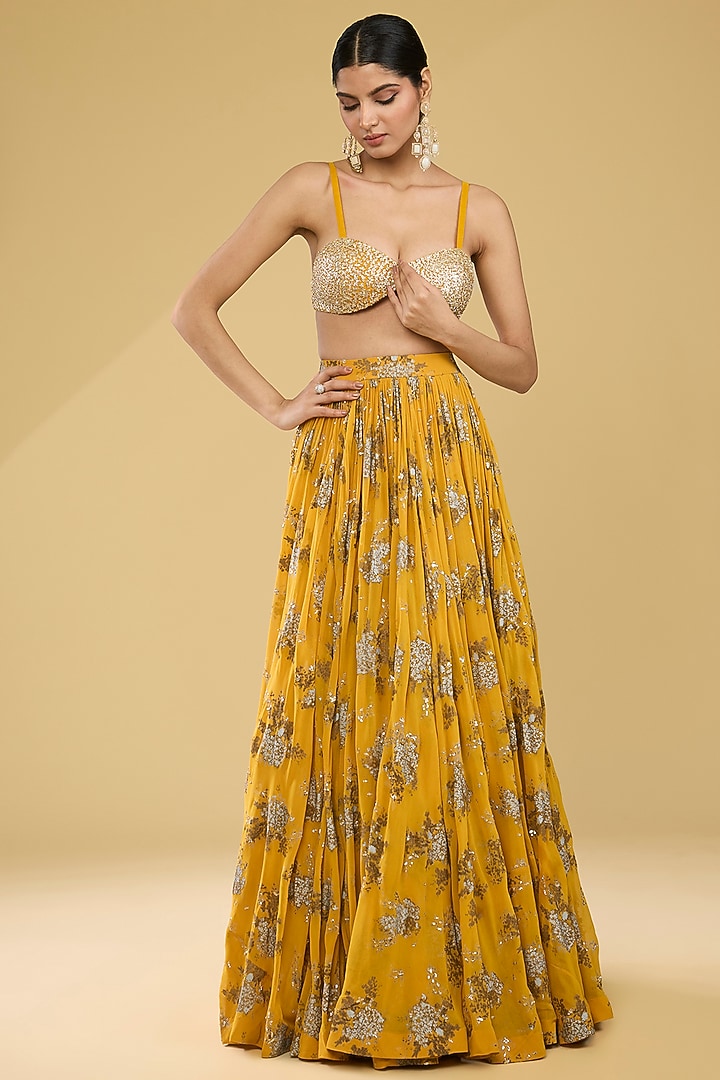 Haldi Yellow Georgette & Organza Cape Set by Bhumika Sharma at Pernia's Pop Up Shop