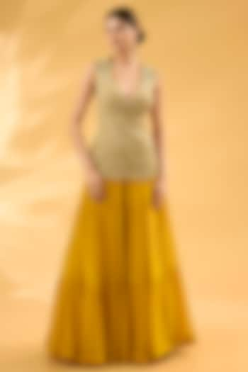 Haldi Yellow Georgette & Net Embroidered Kurta Set by Bhumika Sharma at Pernia's Pop Up Shop