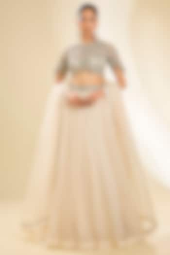 Ivory Organza & Net Wedding Lehenga Set by Bhumika Sharma at Pernia's Pop Up Shop