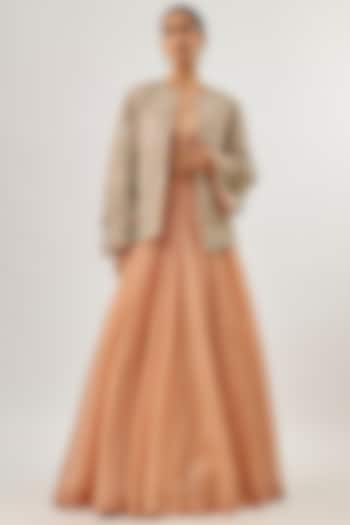 Deep Pink Organza Skirt Set by Bhumika Sharma at Pernia's Pop Up Shop