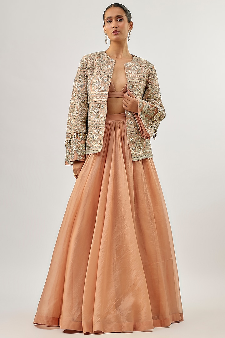 Deep Pink Organza Skirt Set by Bhumika Sharma at Pernia's Pop Up Shop