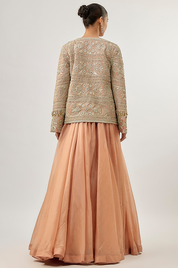 Deep Pink Organza Skirt Set by Bhumika Sharma at Pernia's Pop Up Shop