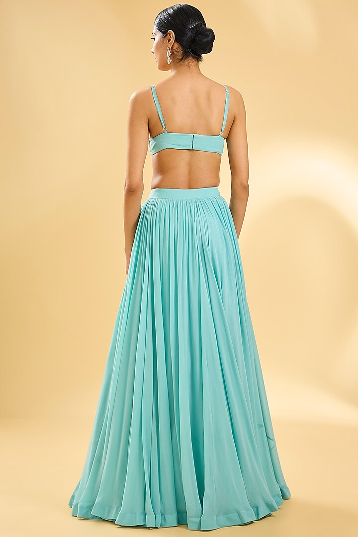Blue Georgette & Organza Cape Set by Bhumika Sharma at Pernia's Pop Up Shop