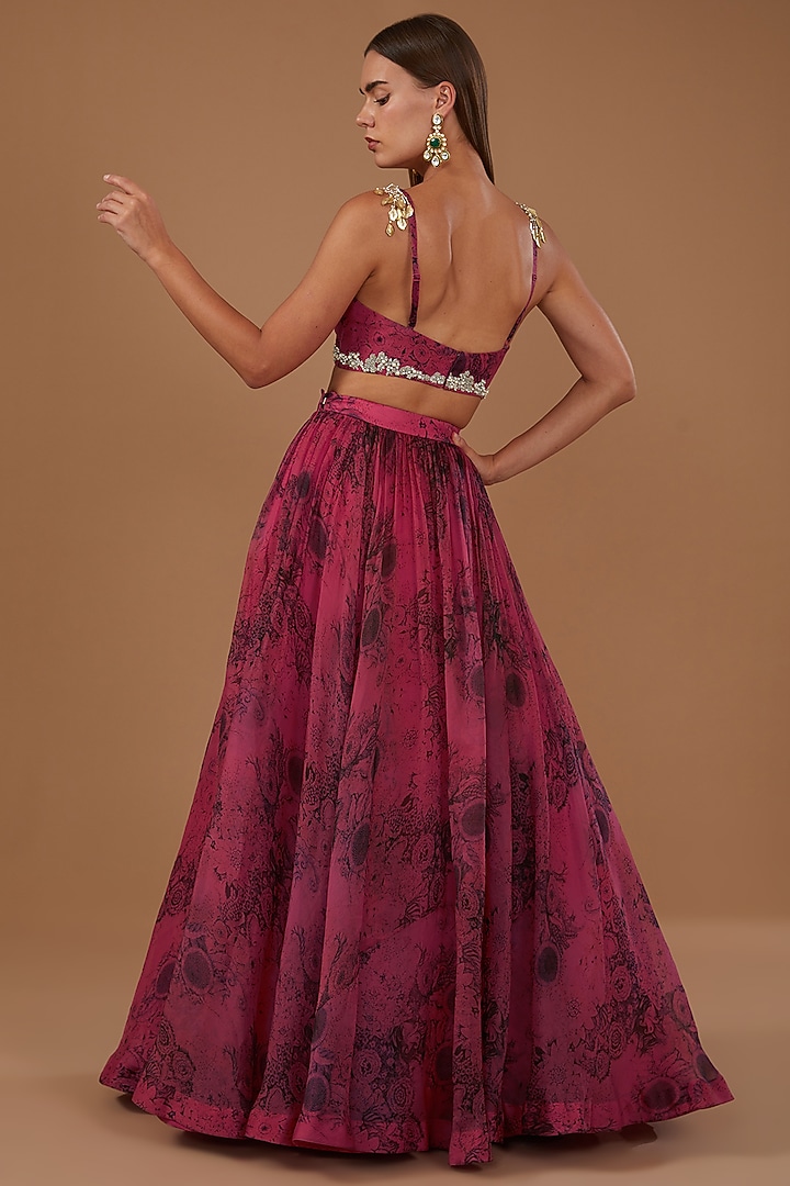 Fuchsia Organza Embroidered Wedding Lehenga Set by Bhumika Sharma at Pernia's Pop Up Shop