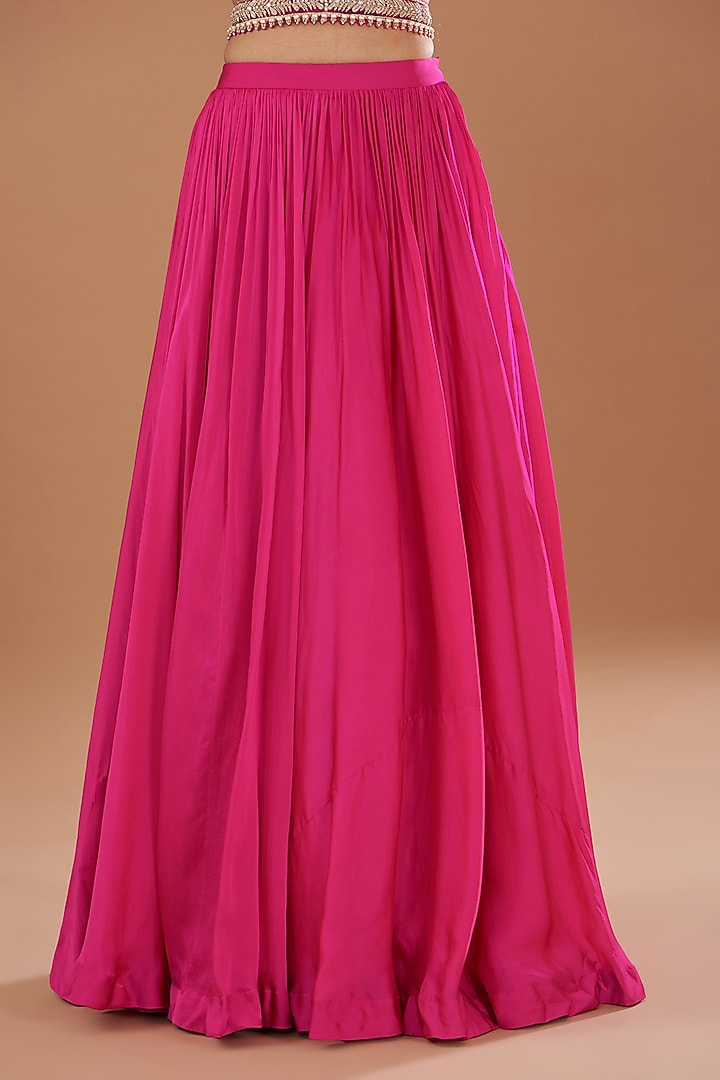 Fuchsia Twill Organza & Georgette Wedding Lehenga Set by Bhumika Sharma at Pernia's Pop Up Shop