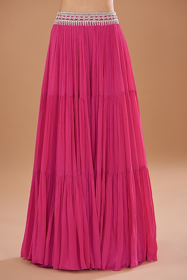 Fuchsia Georgette & Net Wedding Sharara Set by Bhumika Sharma at Pernia's Pop Up Shop