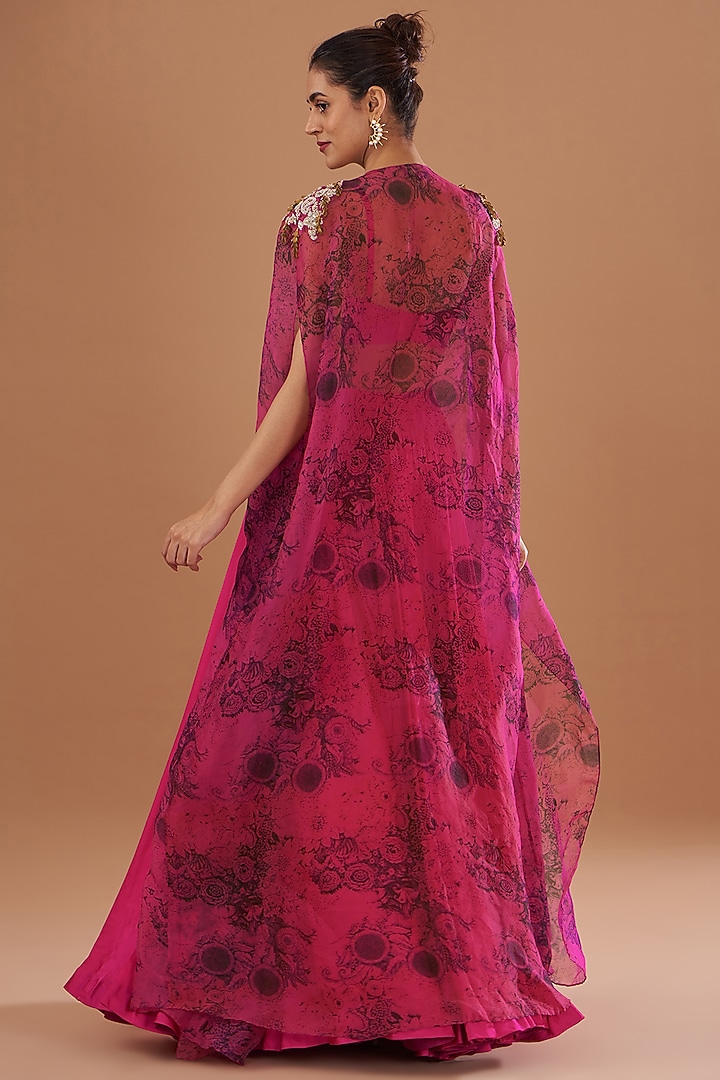 Fuchsia Organza Skirt Set by Bhumika Sharma at Pernia's Pop Up Shop